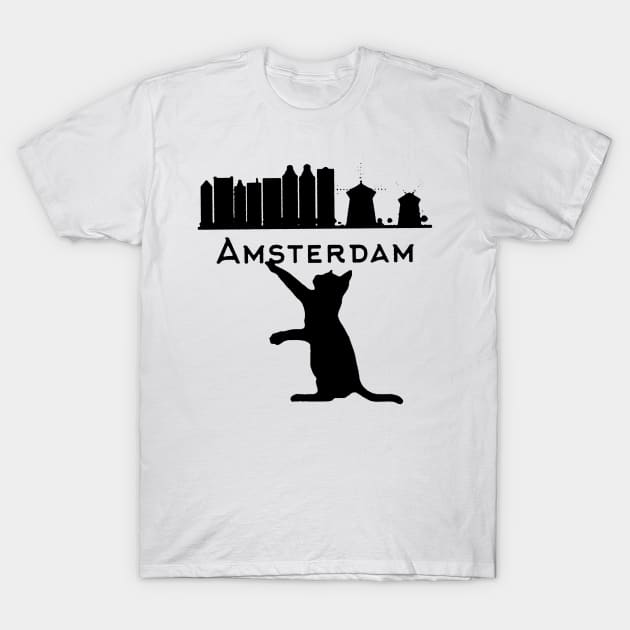 Amsterdam Skyline Cat cat lovers T-Shirt by emilycatherineconley